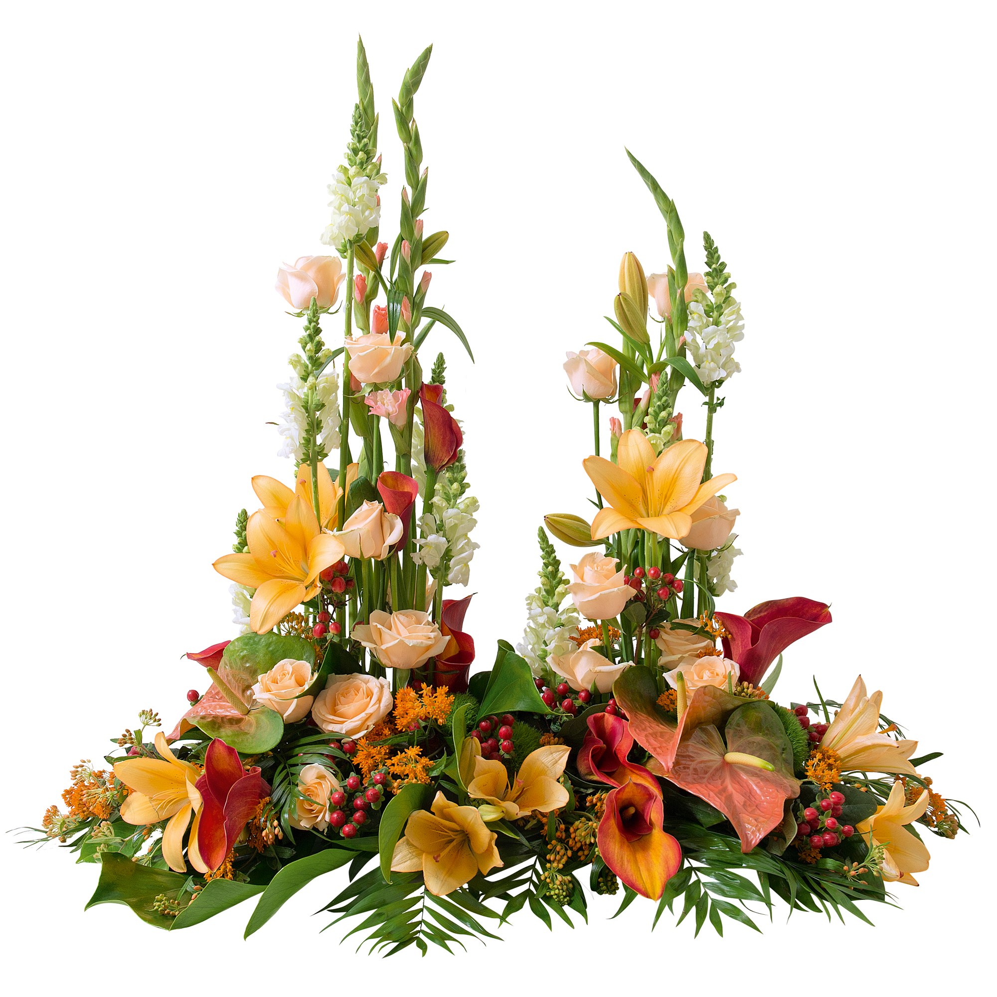 Front of grave in orange and white colours