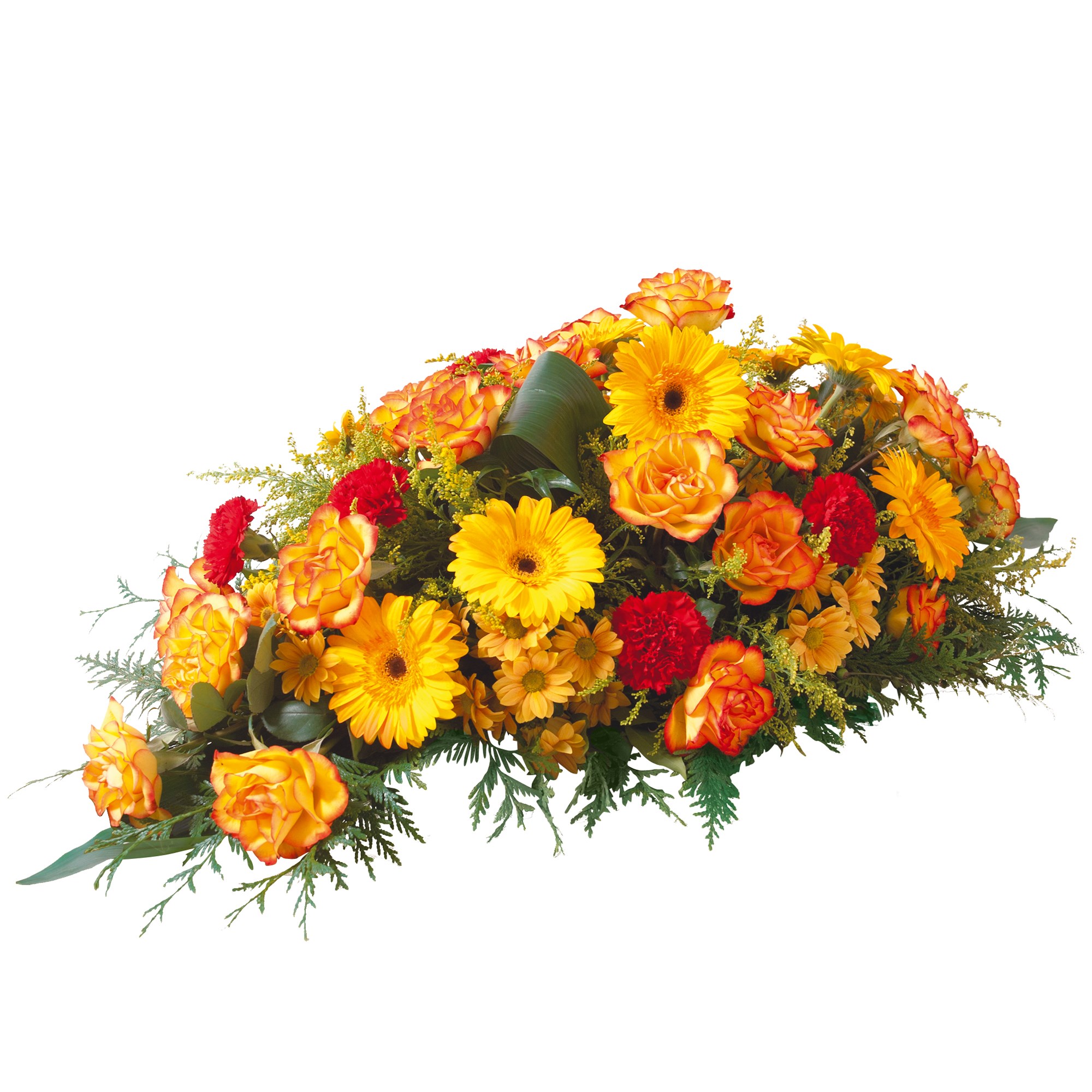 Orange funeral spray