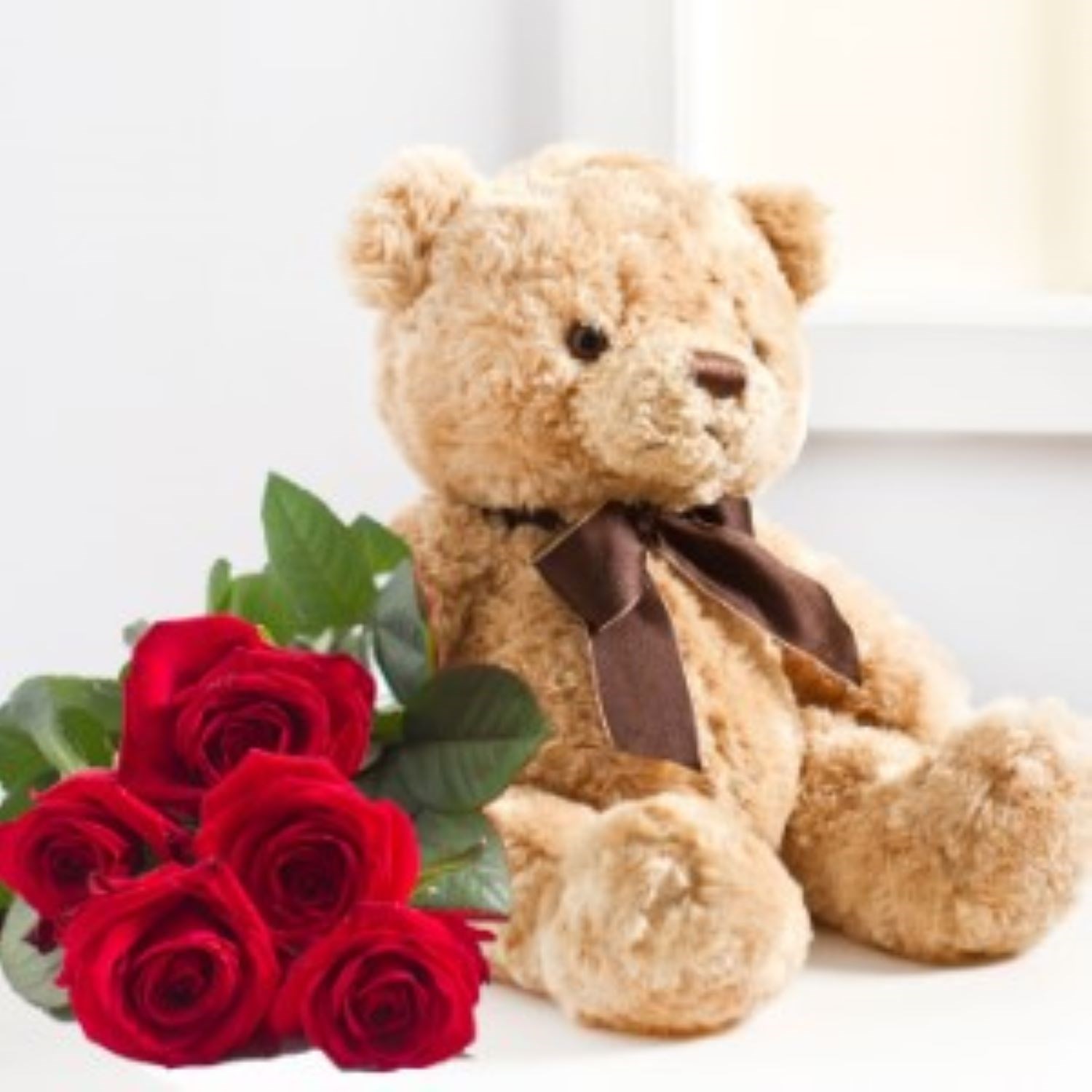 RED ROSES AND TEDDY BEAR